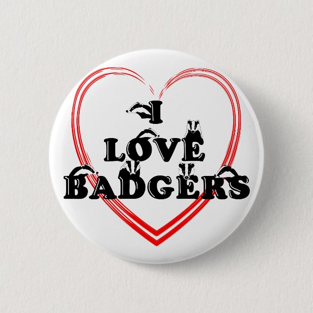 I Liebe Badgers Heart Button (Vorderseite)