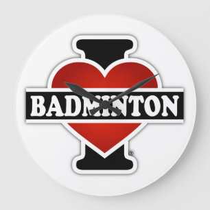 I Liebe-Badminton Große Wanduhr