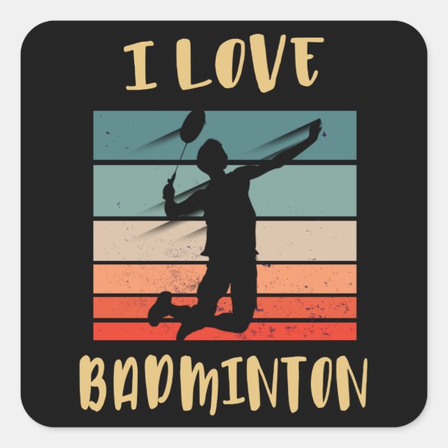 I Liebe Badminton Jump Smash Quadratischer Aufkleber (Vorderseite)