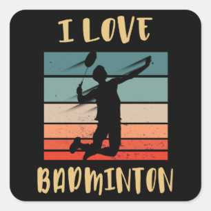 I Liebe Badminton Jump Smash Quadratischer Aufkleber
