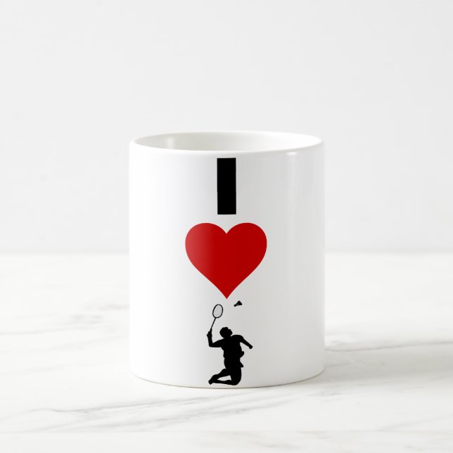 I Liebe-Badminton (vertikal) Kaffeetasse (Mittel)