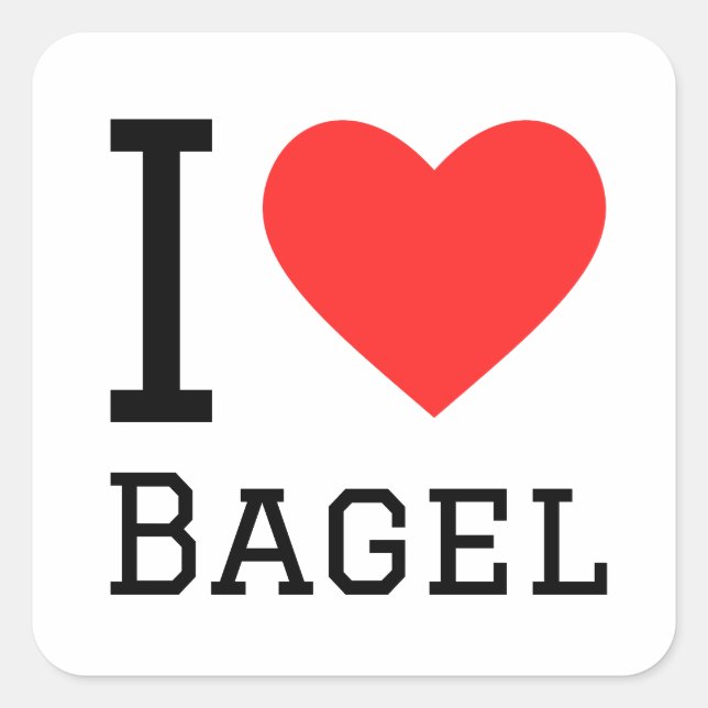 I Liebe bagel Quadratischer Aufkleber (Vorderseite)