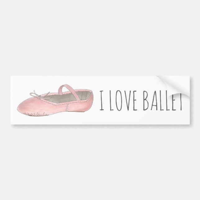 I Liebe Ballerina Pink Slipper Tanzlehrerin Autoaufkleber (Vorne)