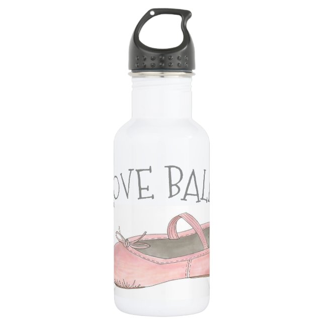 I Liebe Ballerina Pink Slipper Tanzlehrerin Edelstahlflasche (Vorderseite)