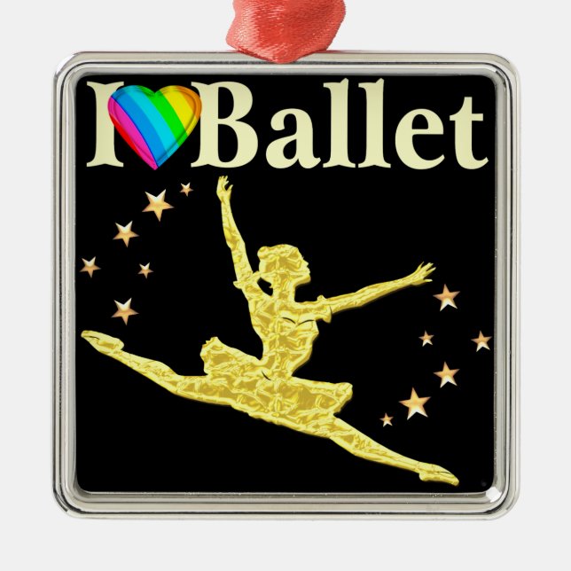 I LIEBE BALLET DESIGN SILBERNES ORNAMENT (Vorne)