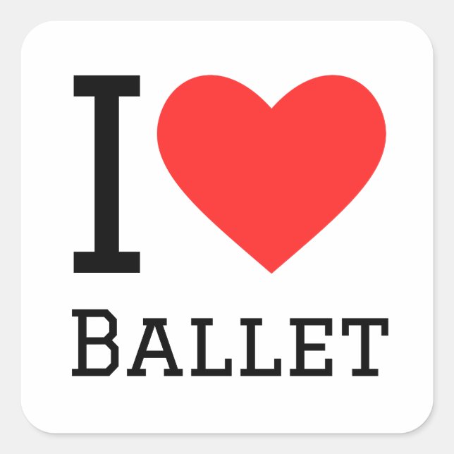 I Liebe Ballet Quadratischer Aufkleber (Vorderseite)