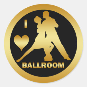 I LIEBE BALLROOM RUNDER AUFKLEBER