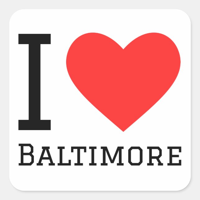 I Liebe Baltimore Quadratischer Aufkleber (Vorderseite)