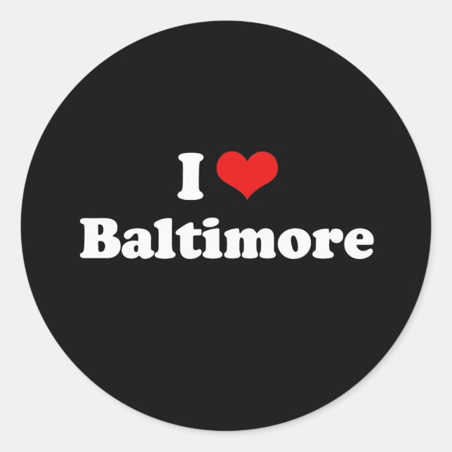 I Liebe Baltimore Tshirt White Tshirt Runder Aufkleber (Vorderseite)