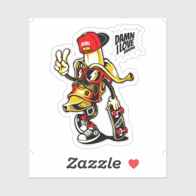 I Liebe Banana Rebel Aufkleber (Blatt)