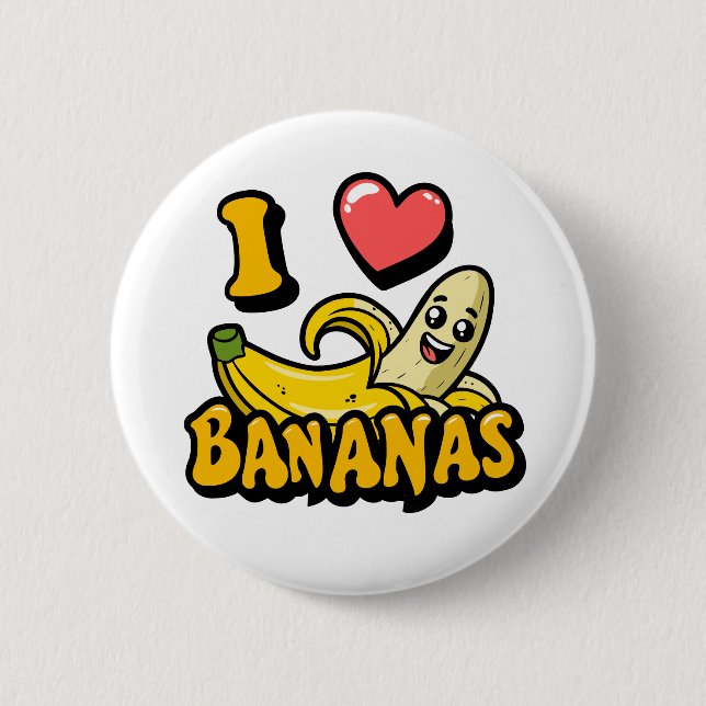 I Liebe Bananen Button (Vorderseite)