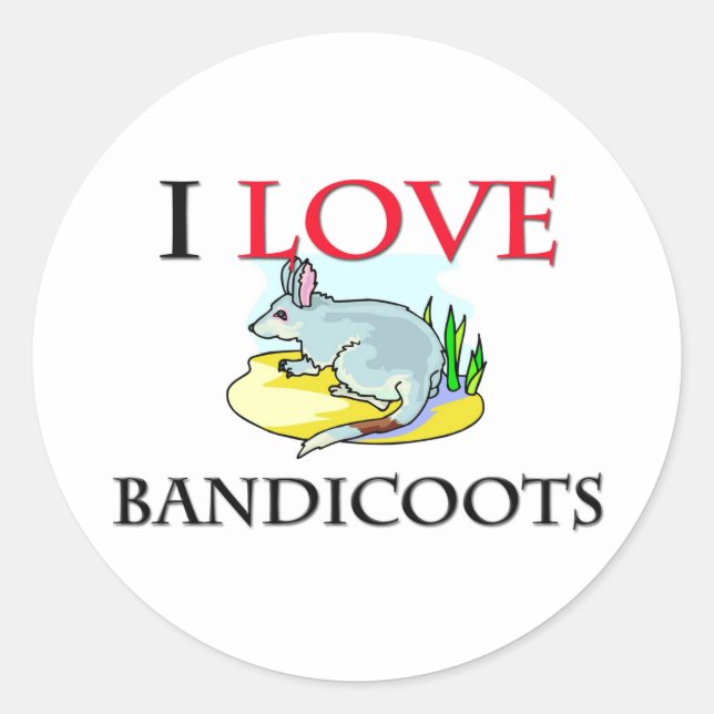 I Liebe Bandicoots Runder Aufkleber (Vorderseite)