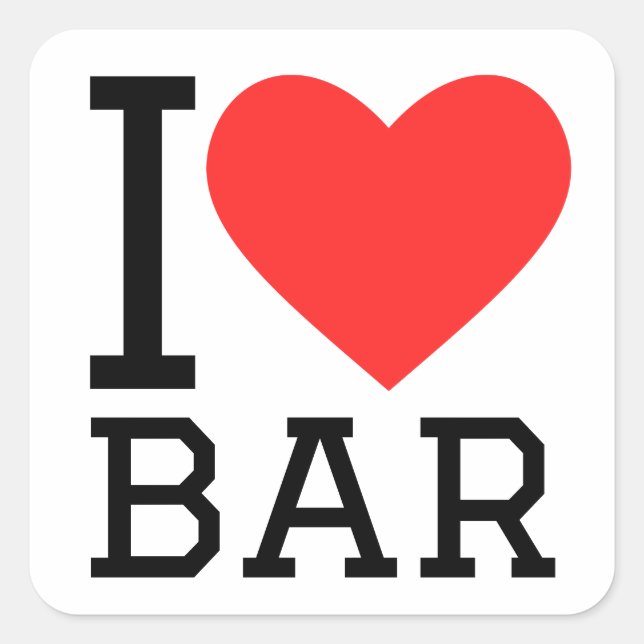 I LIEBE BAR QUADRATISCHER AUFKLEBER (Vorderseite)