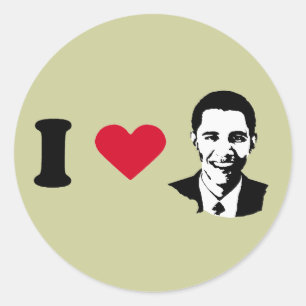 I Liebe Barack Obama T - Shirt Runder Aufkleber