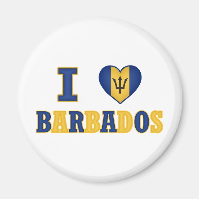 I Liebe Barbados Herzenflaggendesign Magnet (Vorne)