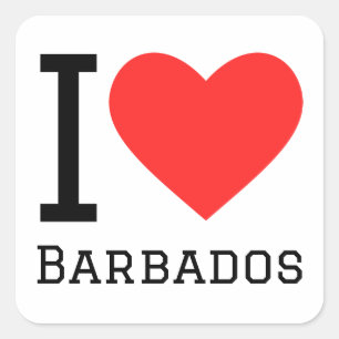 I Liebe Barbados Quadratischer Aufkleber