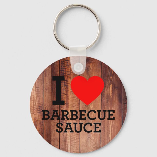 I Liebe Barbecue Sauce Holzpanels Schlüsselanhänger (Vorderseite)