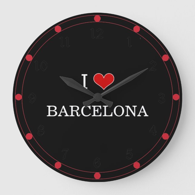 I Liebe Barcelona Große Wanduhr (Vorderseite)