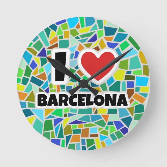 I Liebe Barcelona Runde Wanduhr (Vorderseite)