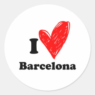 I Liebe Barcelona Runder Aufkleber