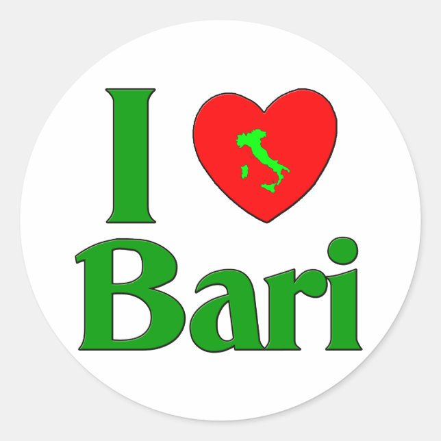 I Liebe Bari Italien Runder Aufkleber (Vorderseite)