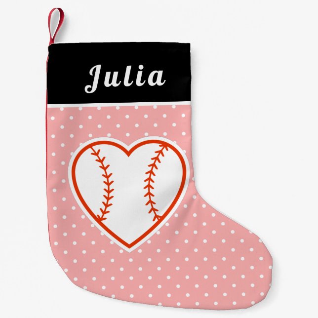 I Liebe Baseball Ball Herzschritttrainer Name Spor Kleiner Weihnachtsstrumpf (Vorderseite)