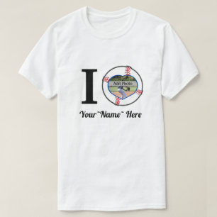 I Liebe Baseball, Name hinzufügen, Foto Rahmen Her T-Shirt
