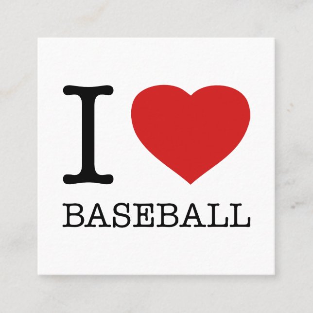 I LIEBE BASEBALL QUADRATISCHE VISITENKARTE (Vorderseite)