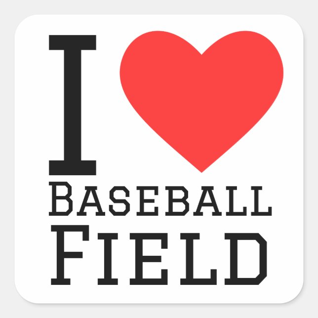 I Liebe Baseballfeld Quadratischer Aufkleber (Vorderseite)