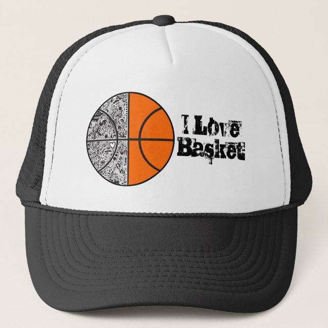 I Liebe Basket Hat Truckerkappe (Vorderseite)