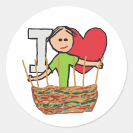I Liebe Basket Weaving Runder Aufkleber