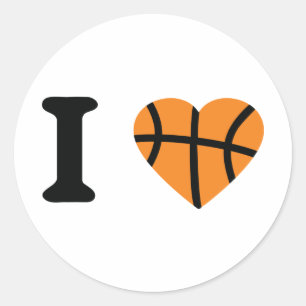 I Liebe Basketball Herz Runder Aufkleber