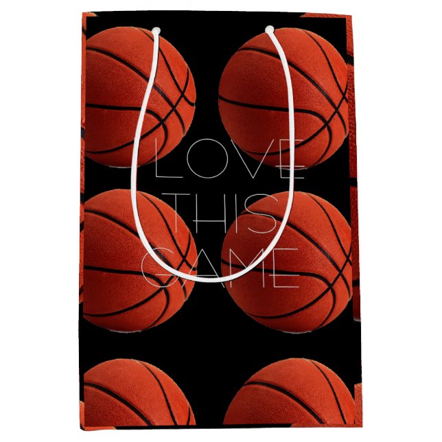 I Liebe Basketball Nah-up Mittlere Geschenktüte (Vorderseite)