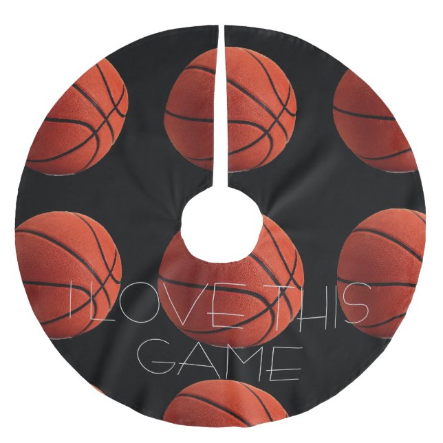 I Liebe Basketball Nah-up Polyester Weihnachtsbaumdecke (Vorderseite)