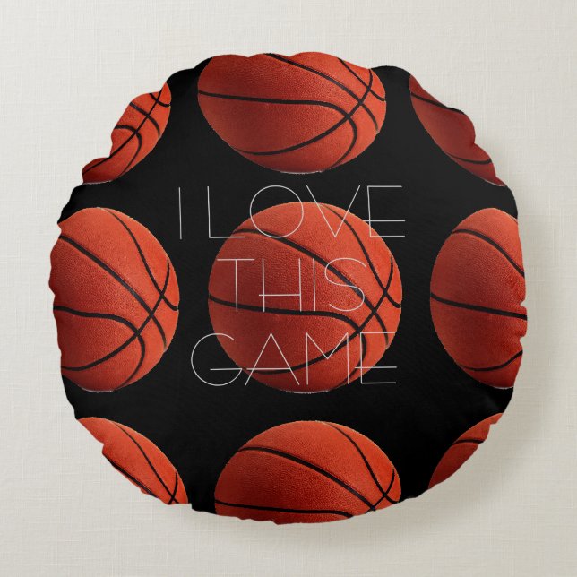 I Liebe Basketball Nah-up Rundes Kissen (Vorderseite)