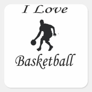I Liebe Basketball Quadratischer Aufkleber