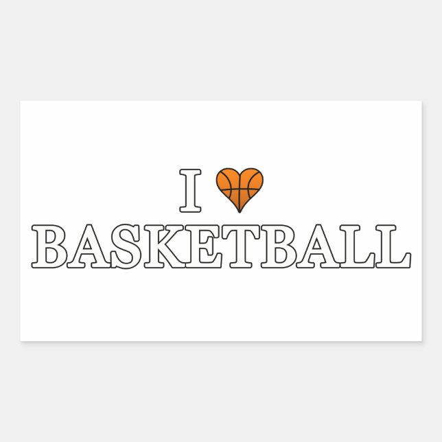 I Liebe-Basketball Rechteckiger Aufkleber (Vorderseite)