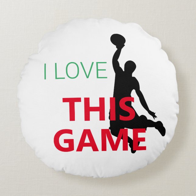I Liebe Basketballspiel Rundes Kissen (Vorderseite)