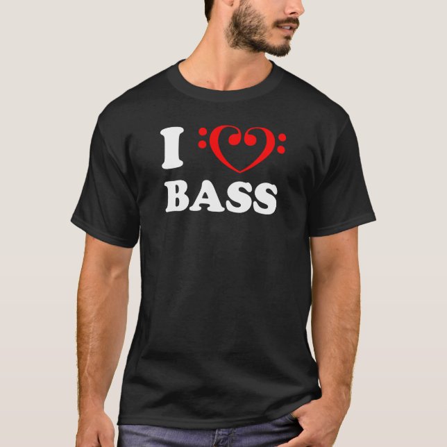 I Liebe Bass (Bass Clef) T-Shirt (Vorderseite)