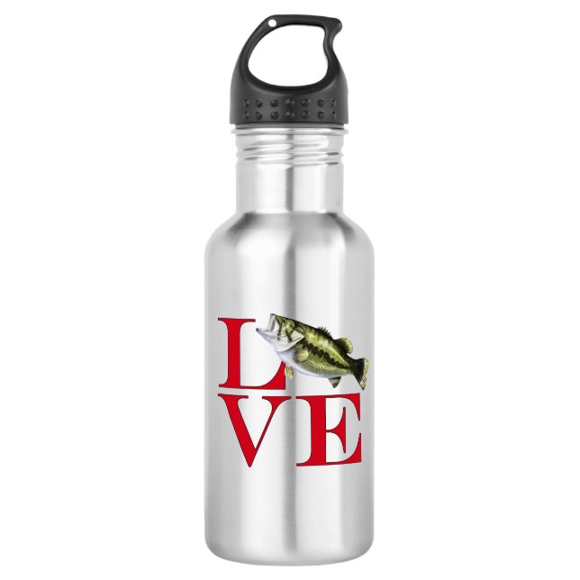 I Liebe Bass Edelstahlflasche (Vorderseite)