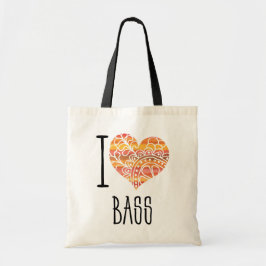 I Liebe Bass Orange Mandala Herz Tragetasche