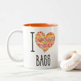 I Liebe Bass Orange Mandala Herz Zweifarbige Tasse
