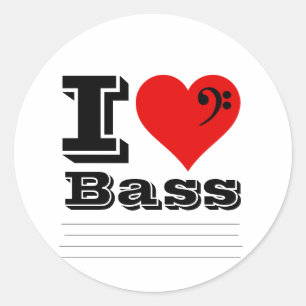I Liebe Bass Runder Aufkleber