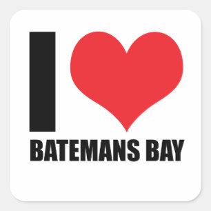 I Liebe Batemans Bay Quadratischer Aufkleber