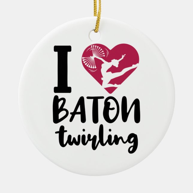 I Liebe Baton Twirling Keramik Ornament (Vorne)