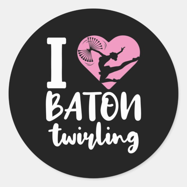 I Liebe Baton Twirling Niedlich Twirler Runder Aufkleber (Vorderseite)