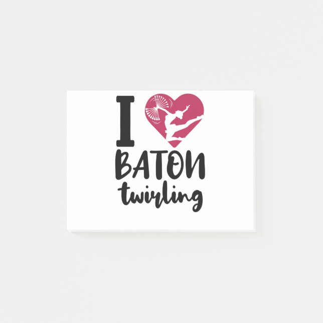 I Liebe Baton Twirling Post-it Klebezettel (Vorderseite)