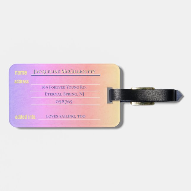 #"I Liebe Beach"Sonnenaufgang Vorlage Adresse Gepäckanhänger (Rückseite horizontal)