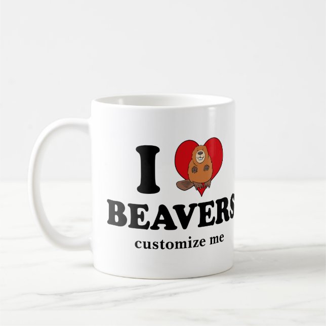 I Liebe Beavers Funny Custom Kaffeetasse (Links)