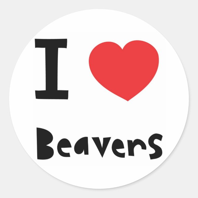 I Liebe Beavers Runder Aufkleber (Vorderseite)